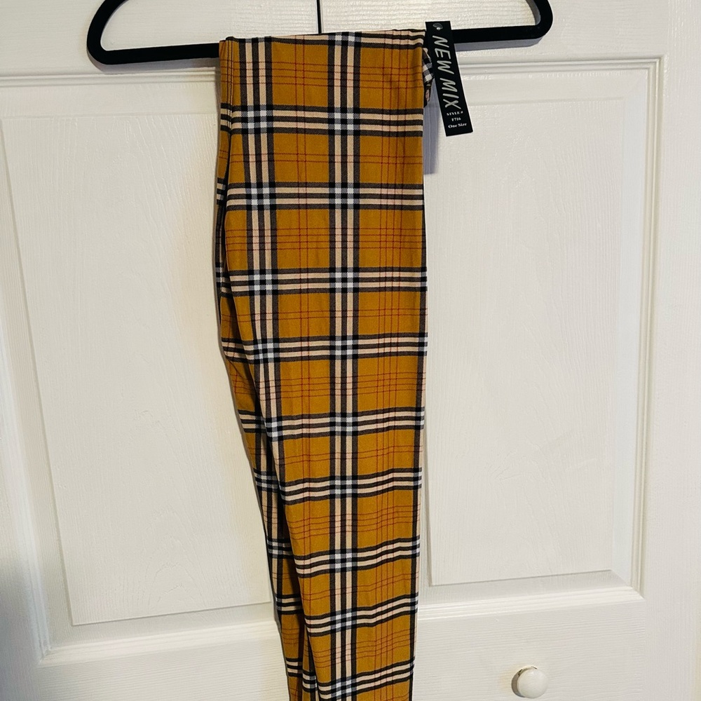 Women’s New Mix Mustard Plaid Leggings